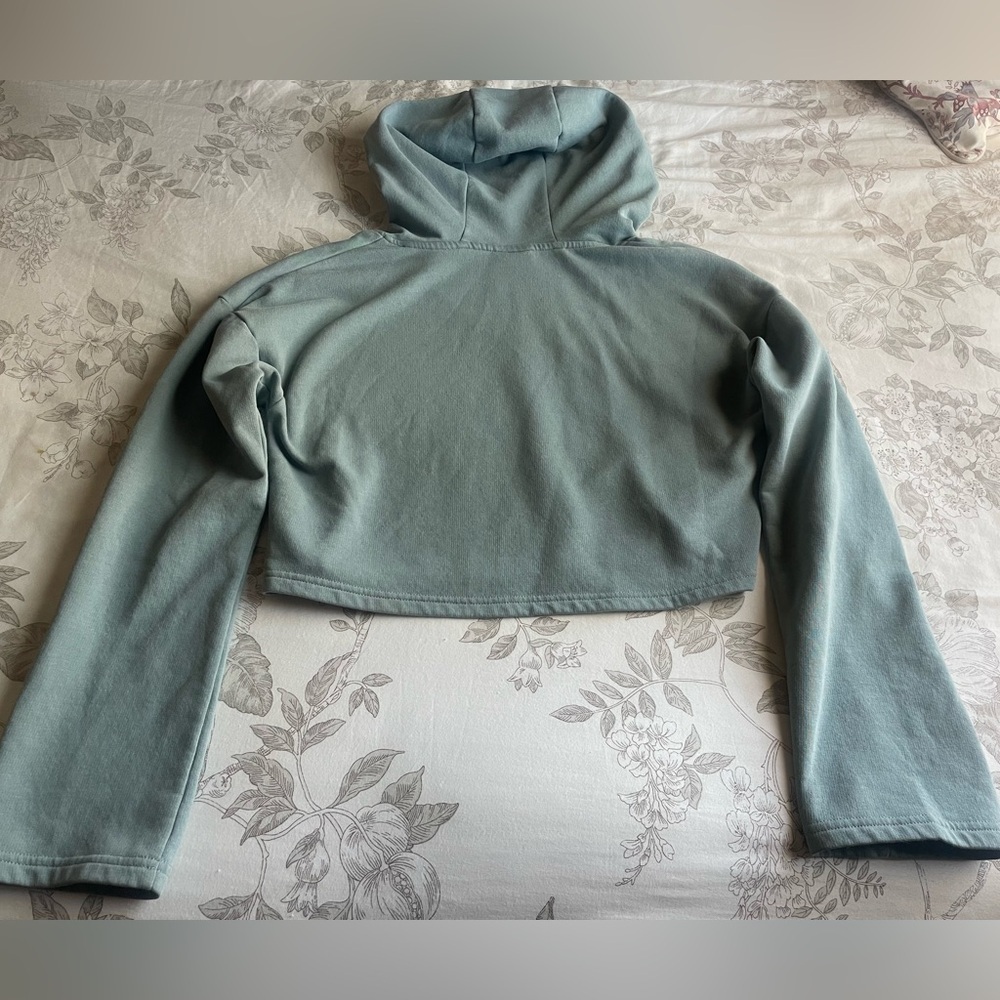 Gymshark Solo Cropped Hoodie Turquoise Small Athleisure Gym Athletic Loungewear‎ - Picture 5 of 9